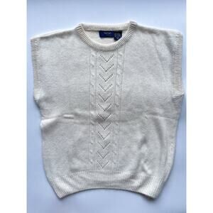 Women's Vintage Susan Ess Cream Colored Silk Angora Blend Sweater Vest Medium